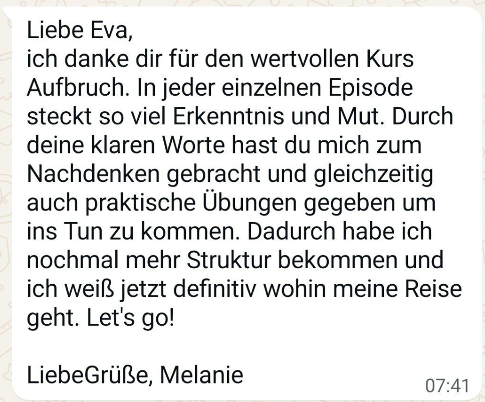 WhatsApp Nachricht von Melanie
